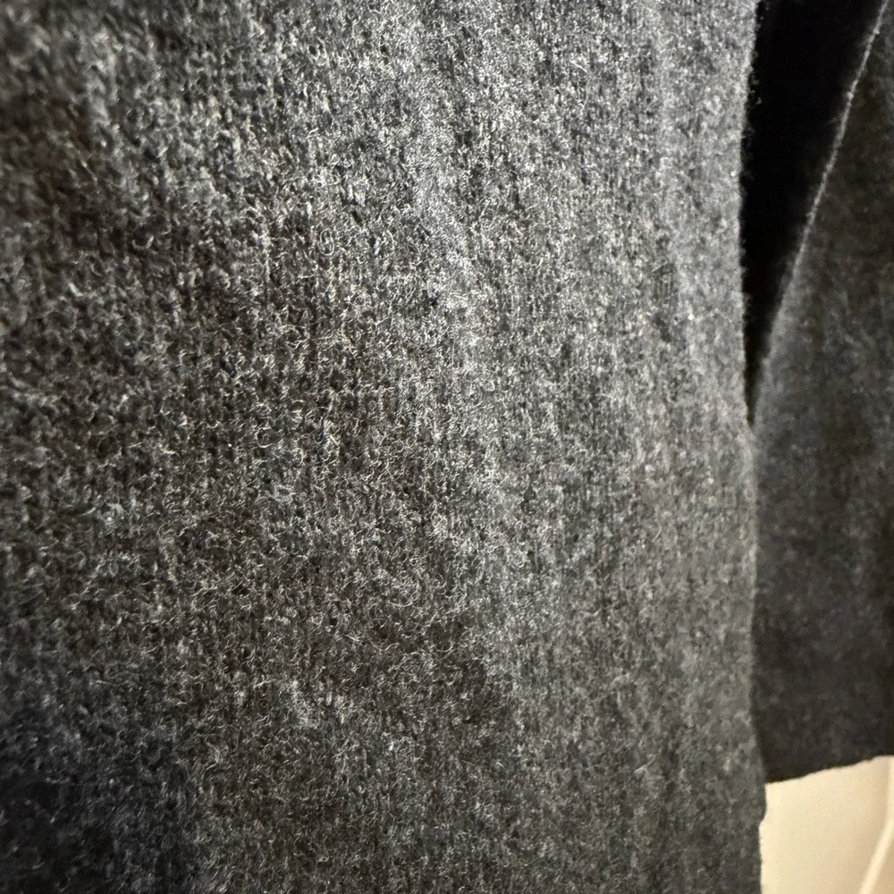 Zara Woman Gray Wool Blend Short Sleeve Cocoon Coat Jacket Funnel Neck M